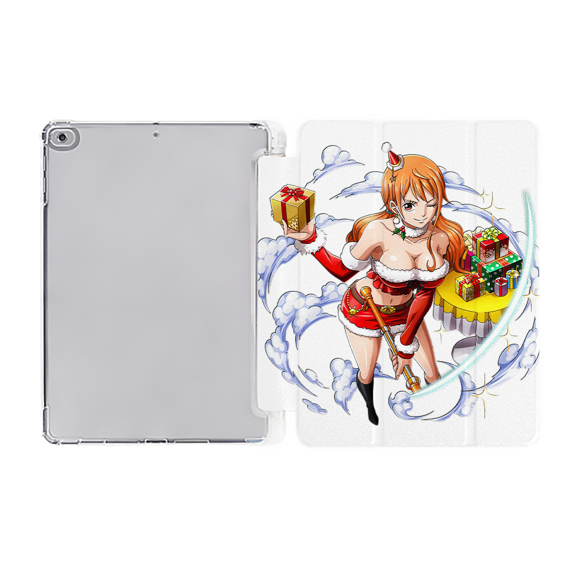（画像用） ワンピース ナミ ONE PIECE Nami IPad ケース ペン収納付き 三つ折りスタンド PUレザー×シリコン 対応機種9.5/10.5/10.9インチ